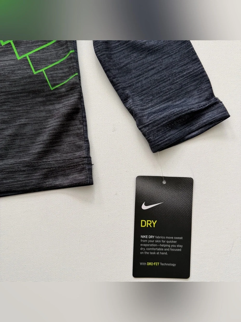 Nike Black & Green Dr Fit Logo Long Sleeve Tee Size 2T